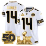 Sam Darnold #14 Seattle Seahawks Super Bowl LX Gold Patch Game Jersey - All Stitched