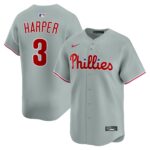 Philadelphia Phillies Bryce Harper #3 Gray Road Limited Player Jersey