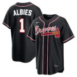 Ozzie Albies #1 Atlanta Braves Fashion Replica Black Out Jersey - Black