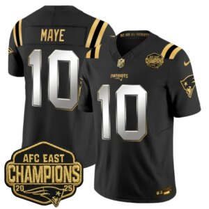 Drake Maye #10 New England Patriots 2026 AFC East Champions Gold Vapor Limited Jersey - All Stitched