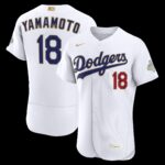 Los Angeles Dodgers Yoshinobu Yamamoto #18 White 2026 Gold Collection Authentic Jersey