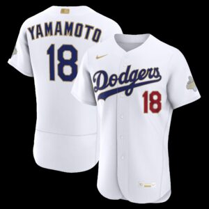 Los Angeles Dodgers Yoshinobu Yamamoto #18 White 2026 Gold Collection Authentic Jersey