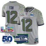 Th Fan #12 Seattle Seahawks Super Bowl LX Patch Game Jersey - All Stitched