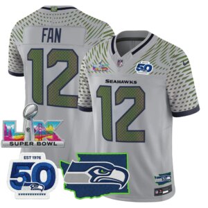 Th Fan #12 Seattle Seahawks Super Bowl LX Patch Game Jersey - All Stitched