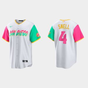 Men's San Diego Padres #4 Blake Snell 2022 City Connect Cool Base Jersey - White
