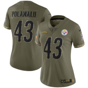 Troy Polamalu Pittsburgh Steelers  Women's 2022 Salute To Service Retired Player Limited Jersey - Olive