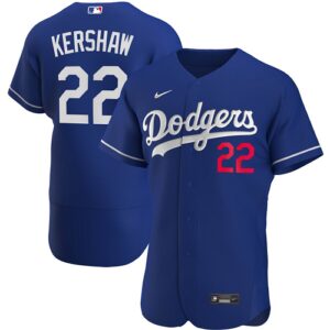 Men's  Los Angeles Dodgers #22 Clayton Kershaw Royal Alternate 2020 Player Jersey