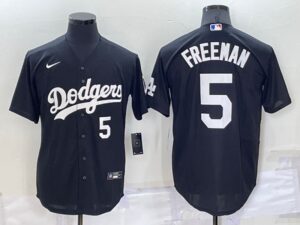 Men's  Los Angeles Dodgers #5 Freddie Freeman Black Stitched Cool Base Jersey