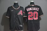 Men's Arizona Diamondback #20 Luis Gonzalez Black Stitched  Flex Base Jersey