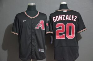 Men's Arizona Diamondback #20 Luis Gonzalez Black Stitched  Flex Base Jersey