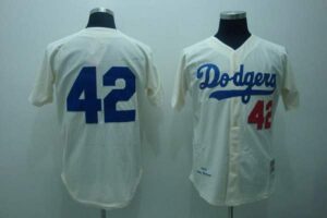 Mitchell And Ness Los Angeles Dodgers #42 Jackie Robinson Cream Throwback Jersey
