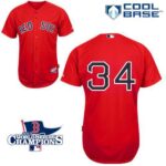 Boston Red Sox #34 David Ortiz Red Cool Base 2013 World Series Champions Patch Stitched Jersey