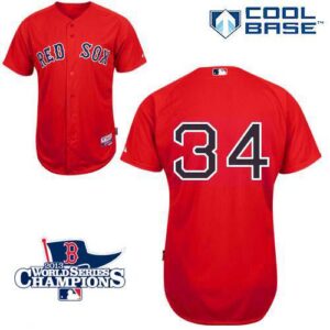 Boston Red Sox #34 David Ortiz Red Cool Base 2013 World Series Champions Patch Stitched Jersey