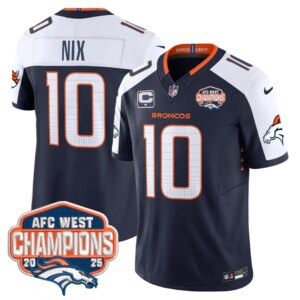 Bo Nix #10 Denver Broncos DEN AFC West Champions Patch Vapor Limited Jersey V2 - All Stitched