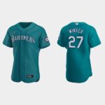 Men's Seattle Mariners #27 Jesse Winker Aqua Alternate Flex Base Jersey