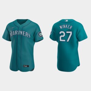 Men's Seattle Mariners #27 Jesse Winker Aqua Alternate Flex Base Jersey