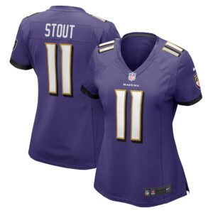 Stout Baltimore Ravens  Women's Player Game Jersey - Purple