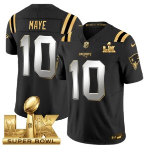 Drake Maye #10 New England Patriots Super Bowl LX Patch Vapor Limited Game Jersey - All Stitched