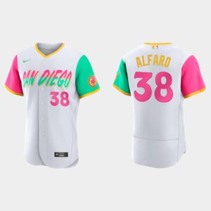 Men's San Diego Padres #38 Jorge Alfaro 2022 City Connect Flex Base Jersey - White