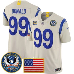 Aaron Donald #99 Los Angeles Rams 2025 United States 250th Anniversary Patch Vapor Limited Jersey - All Stitched