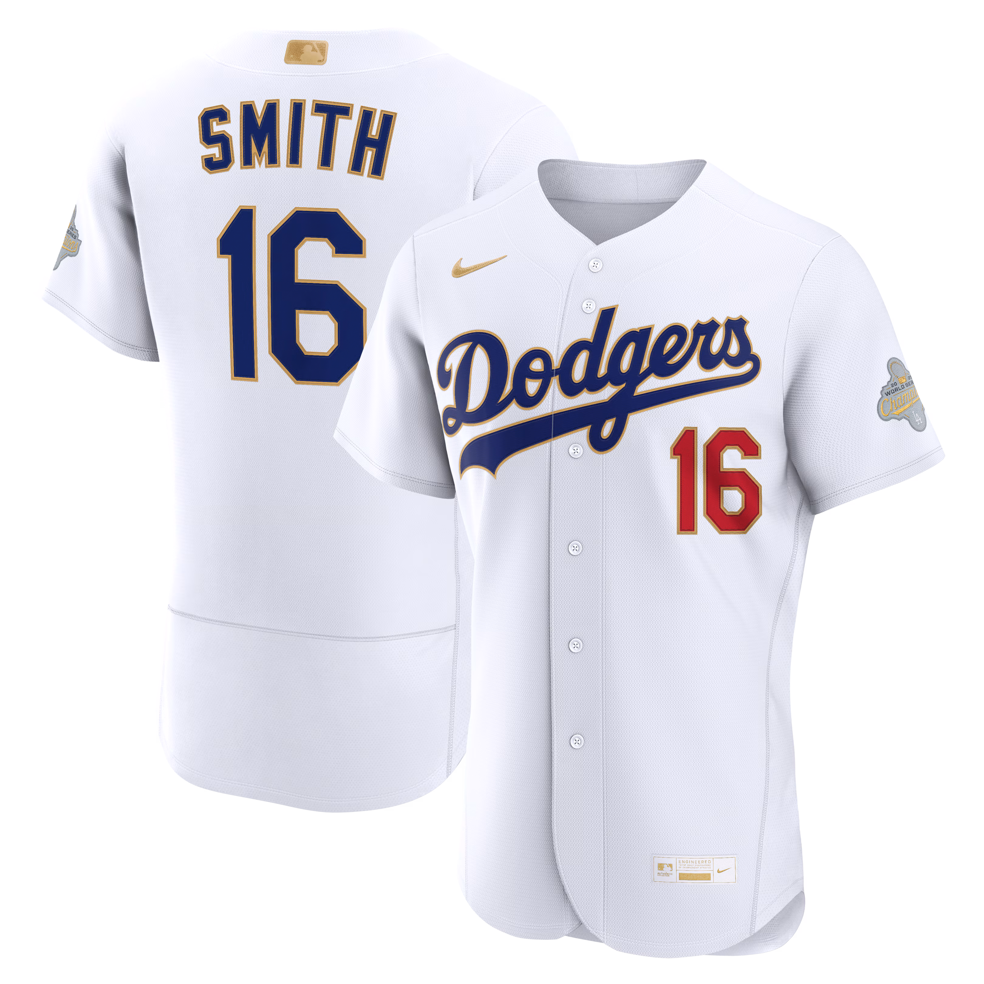 Los Angeles Dodgers Will Smith #16 White 2026 Gold Collection Authentic Jersey