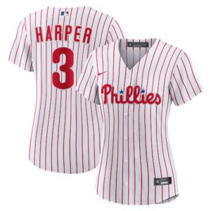 Women's Philadelphia Phillies Bryce Harper #3 White Home Replica Player Jersey