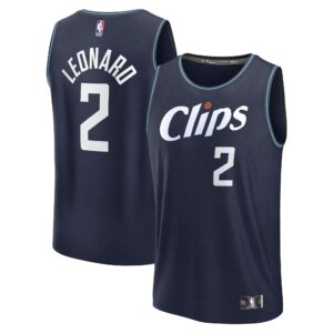 Unisex LA Clippers Kawhi Leonard  Navy 2023/24 Fast Break Jersey - City Edition