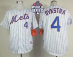 New York Mets #4 Lenny Dykstra White(Blue Strip) Home Cool Base W/2015 World Series Patch Stitched Jersey