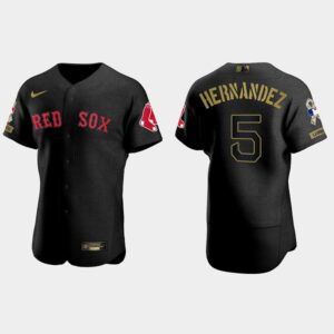 Men's Boston Red Sox #5 Enrique Hernandez 2021 Salute to Service Flex Base Jersey - All Black