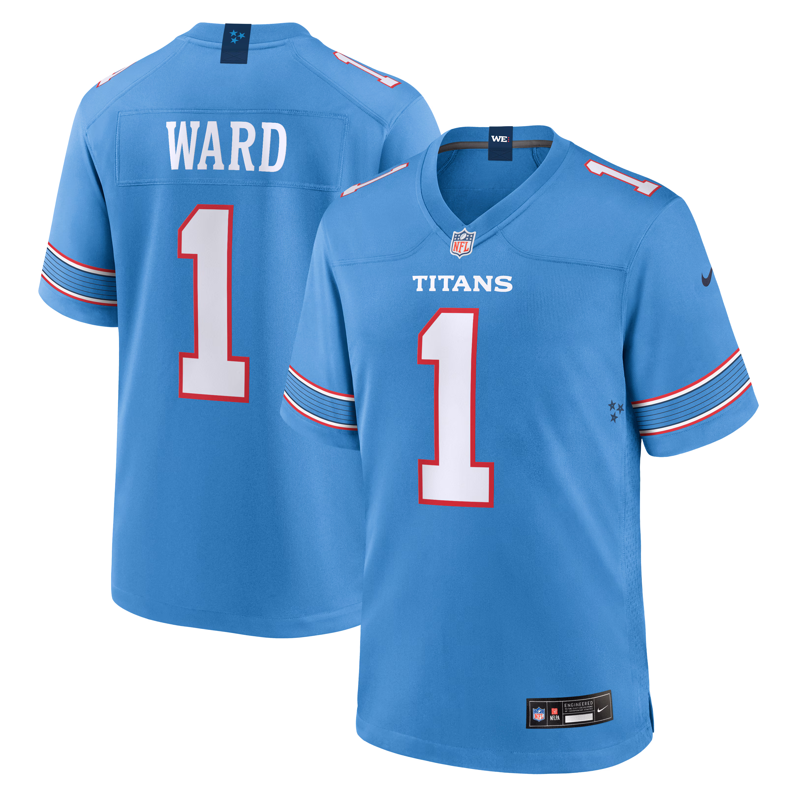 Cameron Ward #1 Tennessee Titans Light Blue Game Jersey