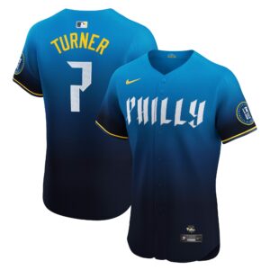 Philadelphia Phillies Trea Turner #7 Navy City Connect Elite Jersey