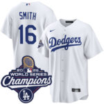 Men's Los Angeles Dodgers Will Smith #16 White 2025 World Series Champions Home Replica Jersey