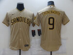 Men San Diego Padres #9 Cronenworth brown stripe Elite 2021  Jersey