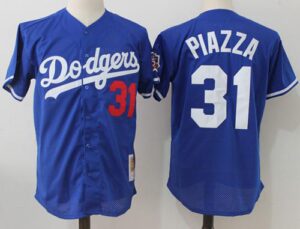 Mitchell And Ness 1997 Los Angeles Dodgers #31 Mike Piazza Blue Throwback Stitched Jersey