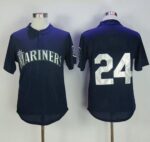 Mitchell And Ness 1995 Seattle Mariners #24 Ken Griffey Navy Blue Throwback Stitched Jersey