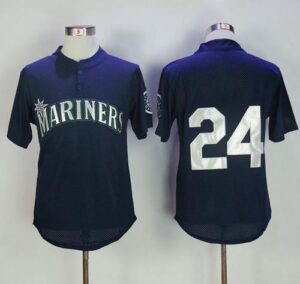 Mitchell And Ness 1995 Seattle Mariners #24 Ken Griffey Navy Blue Throwback Stitched Jersey