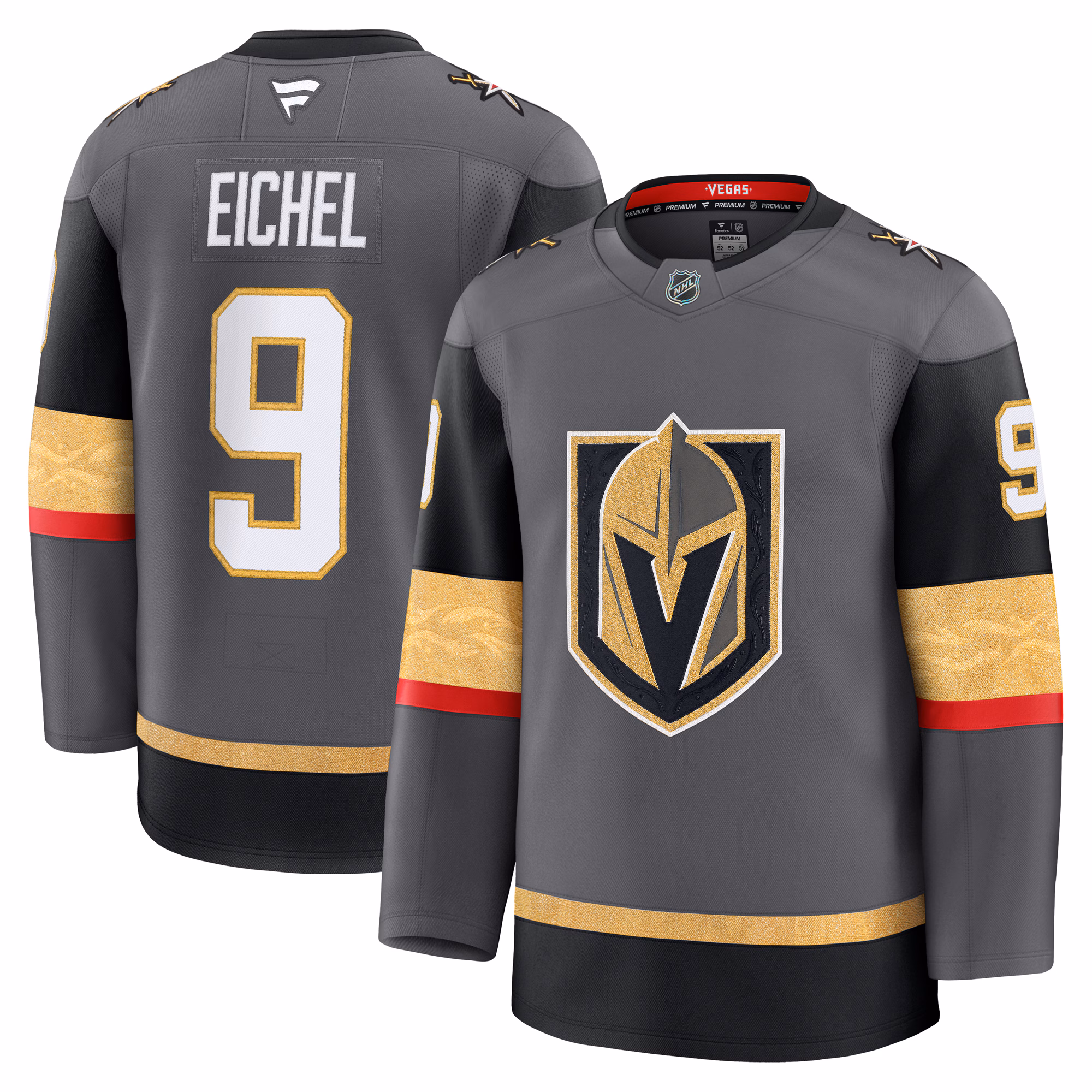 Vegas Golden Knights Jack Eichel #9 Fanatics Gray Alternate Premium Jersey