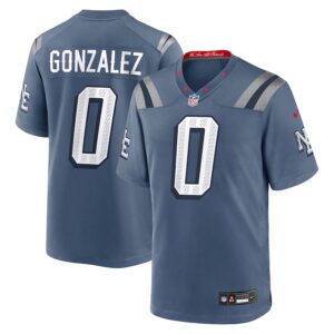 Christian Gonzalez #0 New England Patriots 2025 Rivalries Collection Game Jersey - Storm Blue