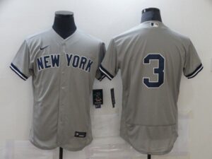 Men's New York Yankees #3 Babe Ruth Grey No Name Stitched Flex Base  Jersey