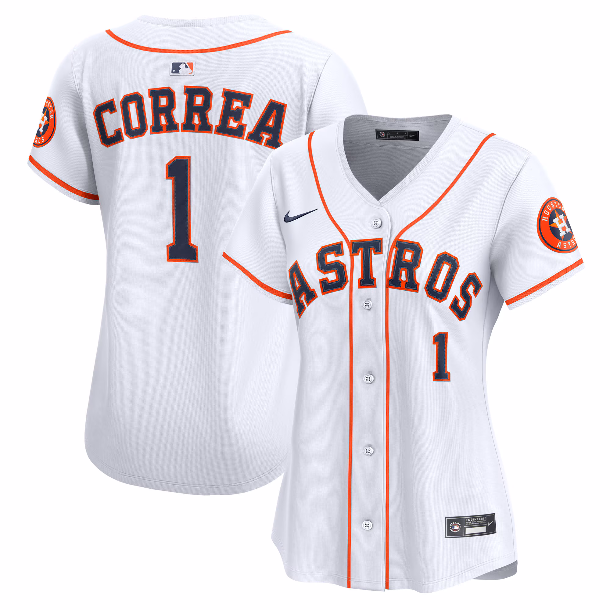 Women's Houston Astros Carlos Correa #1 White Home Limited Player Jersey