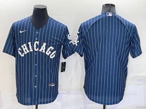 Men's  Chicago White Sox Blank Blue Throwback Cool Base Jersey