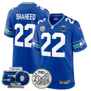 Rashid Shaheed #22 Seattle Seahawks Super Bowl 50th Patch Vapor Limited Game Jersey - All Stitched