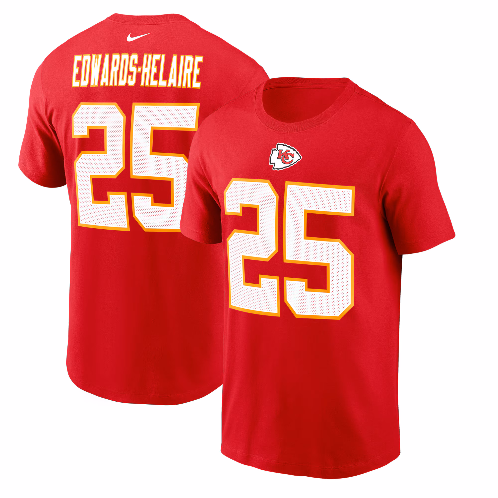 Men's Clyde Edwards-Helaire Red Kansas City Chiefs Player Name & Number T-Shirt