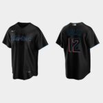 Men's Miami Marlins #12 Jorge Soler Black Alternate Jersey