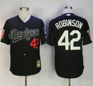 Mitchell And Ness Los Angeles Dodgers #42 Jackie Robinson Black Throwback Stitched Jersey