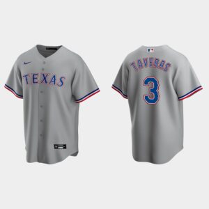 Men's Texas Rangers #3 Leody Taveras Gray Road Jersey