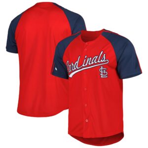 St.Louis Cardinals  Button-Down Raglan Fashion Jersey - Red