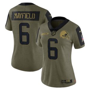 Baker Mayfield Cleveland Browns  Women's 2021 Salute To Service Limited Player Jersey - Olive