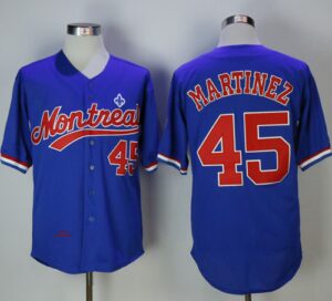 Mitchell And Ness BP Expos #45 Pedro Martinez Blue Throwback Stitched Jersey