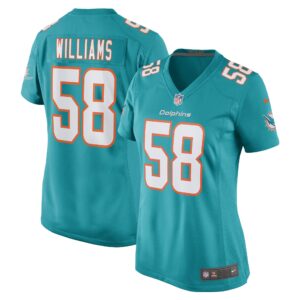 Connor Williams Miami Dolphins Women's Game Player Jersey - Aqua